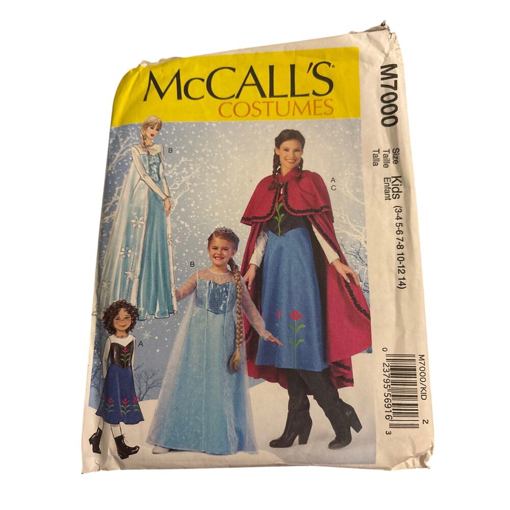 McCalls Sewing Pattern Winter Princess Dresses, and Cape FROZEN M7000 Girls 3-14